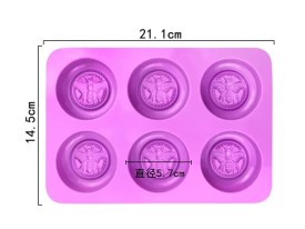 Molde silicona 6 jabones redondos 